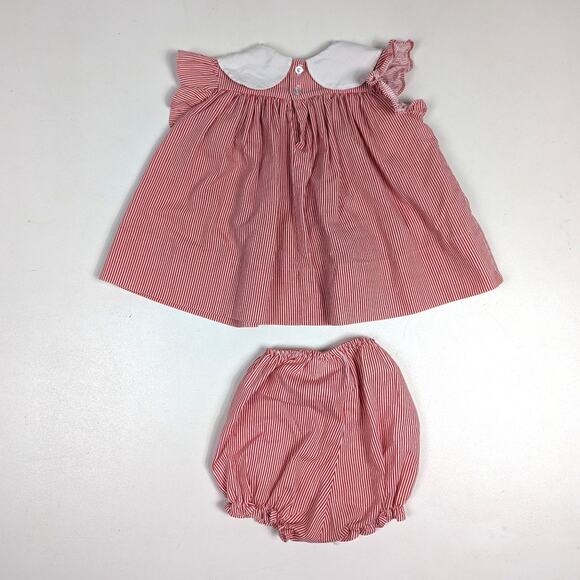 Vtg 80s Polly Flinders Dress Girls Sz 24m Red Stripe Nautical Sailor Boat - Picture 3 of 4